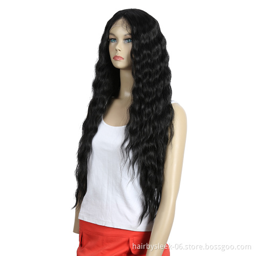 31inches Swiss Long deep wave Premium Synthetic Lace Front Wigs Synthetic Hair Wig Heat Resistant Synthetic Wig For Black Women